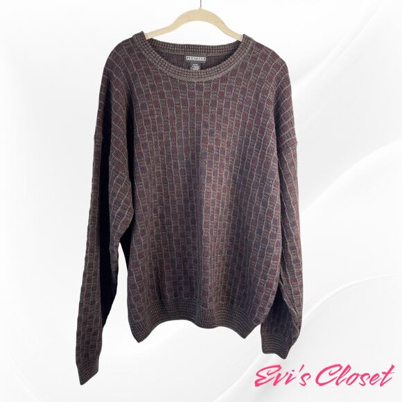 Jantzen Vintage Men's Sweater.Multicolor Geometric Wine Grey Blue S XL - Picture 4 of 7